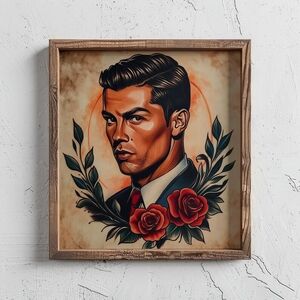 Framed Portrait with Red Roses
